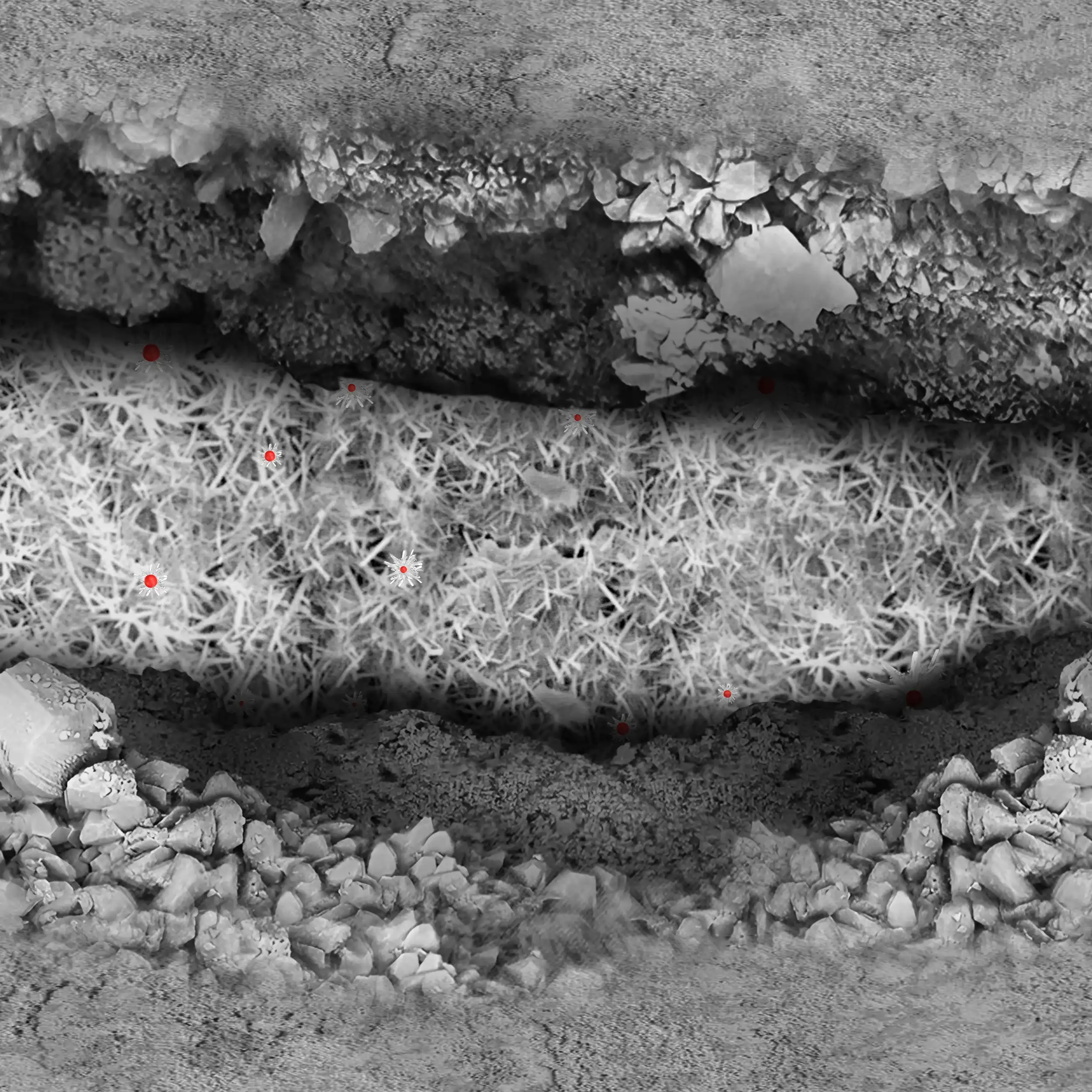 DPC Crystalline Technology forming needle-like crystals within concrete pores